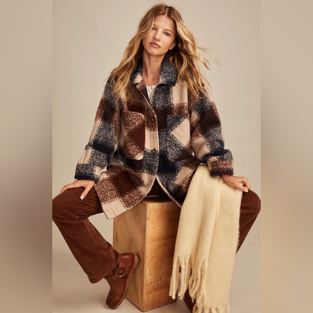 Lucky Brand Oversized Plaid Shirt Jacket